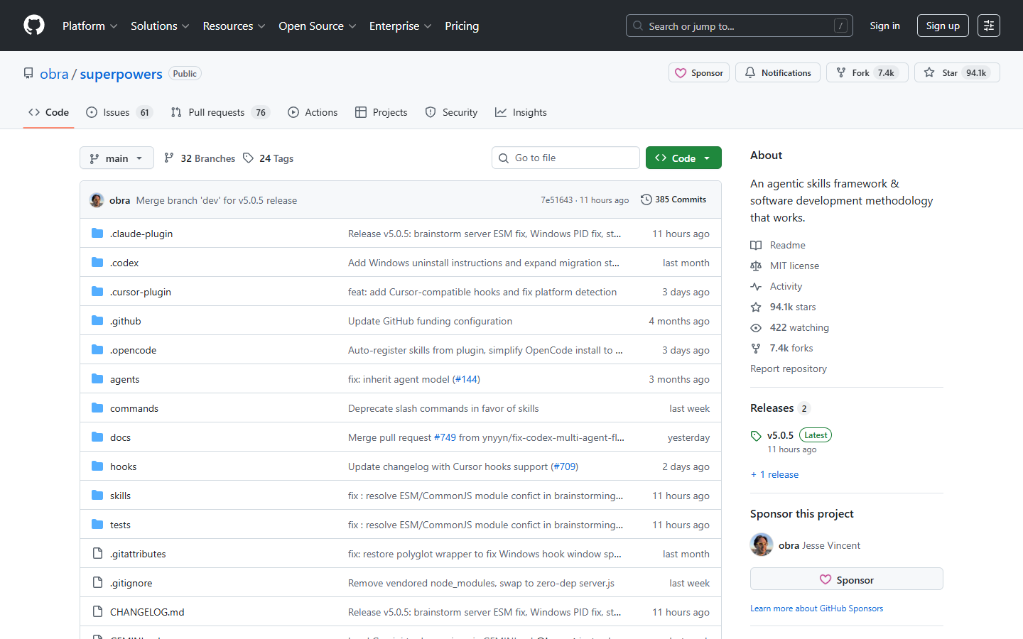 Superpowers GitHub Repository - 94K Stars