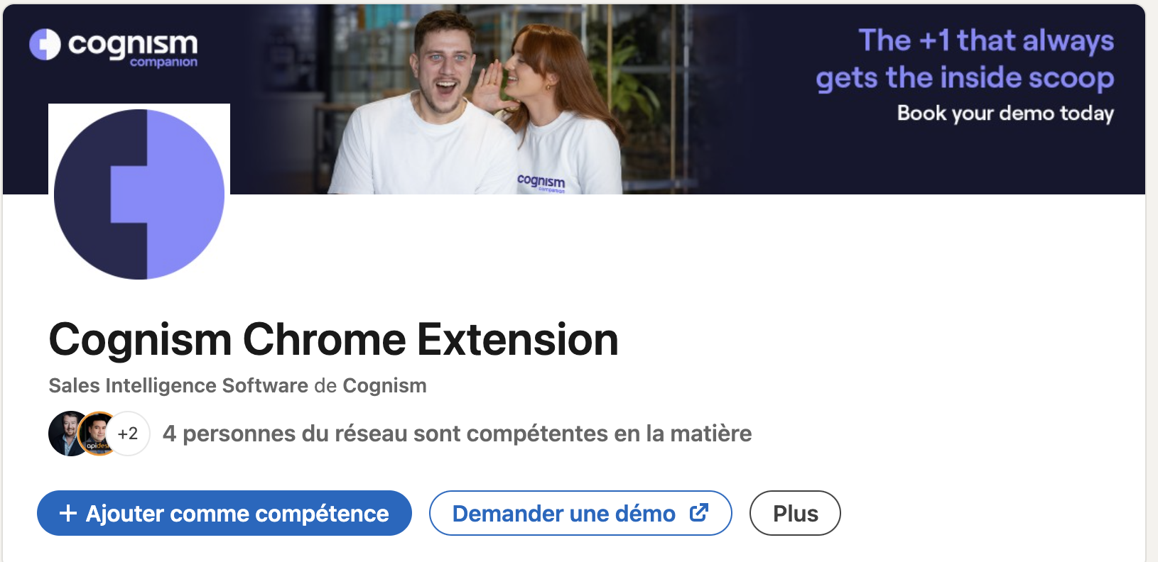 Screenshot of the Cognism website announcing the extension
