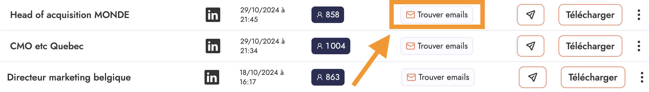 Encontrar e-mails a partir do LinkedIn Scraper Emelia (3)