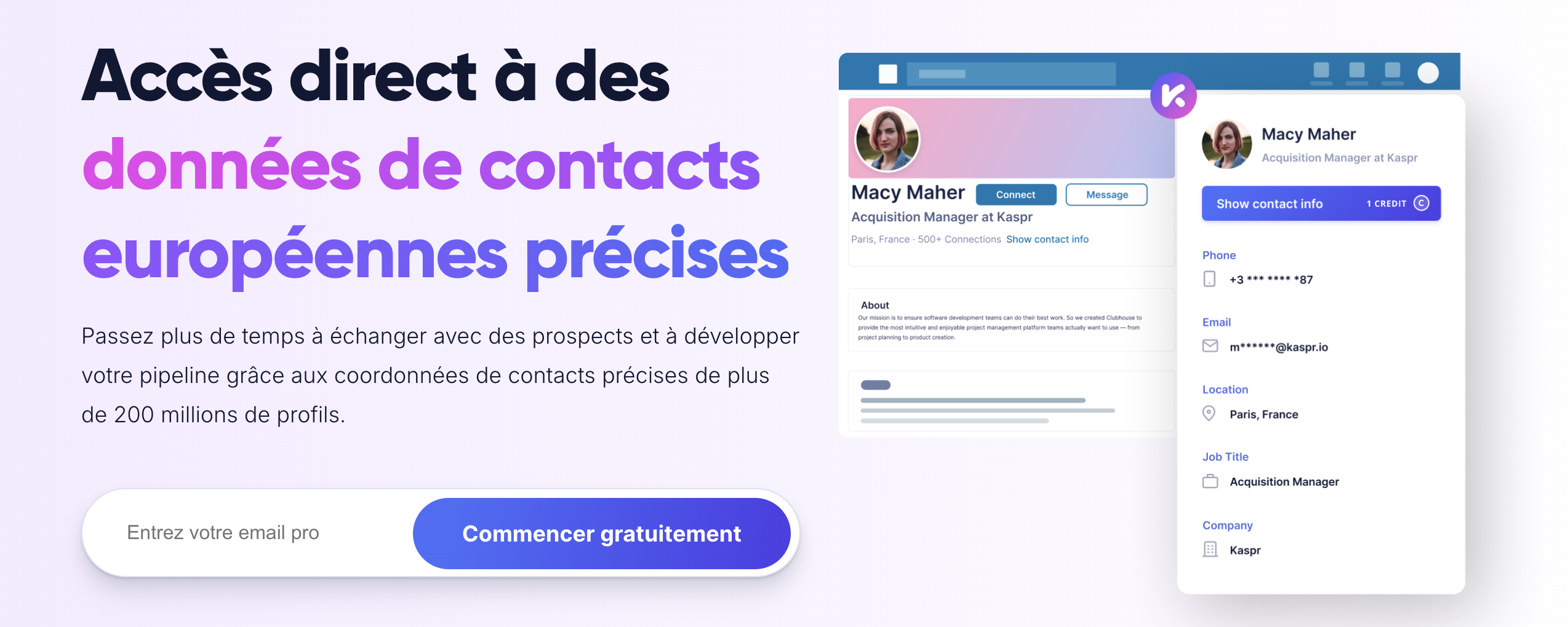 Capture d'ecran annoncant l'extension de Kaspr