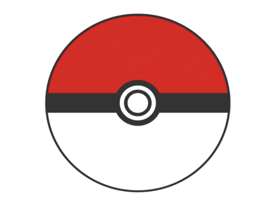 Half white, half red ball with a black line down the middle, all on a white background.