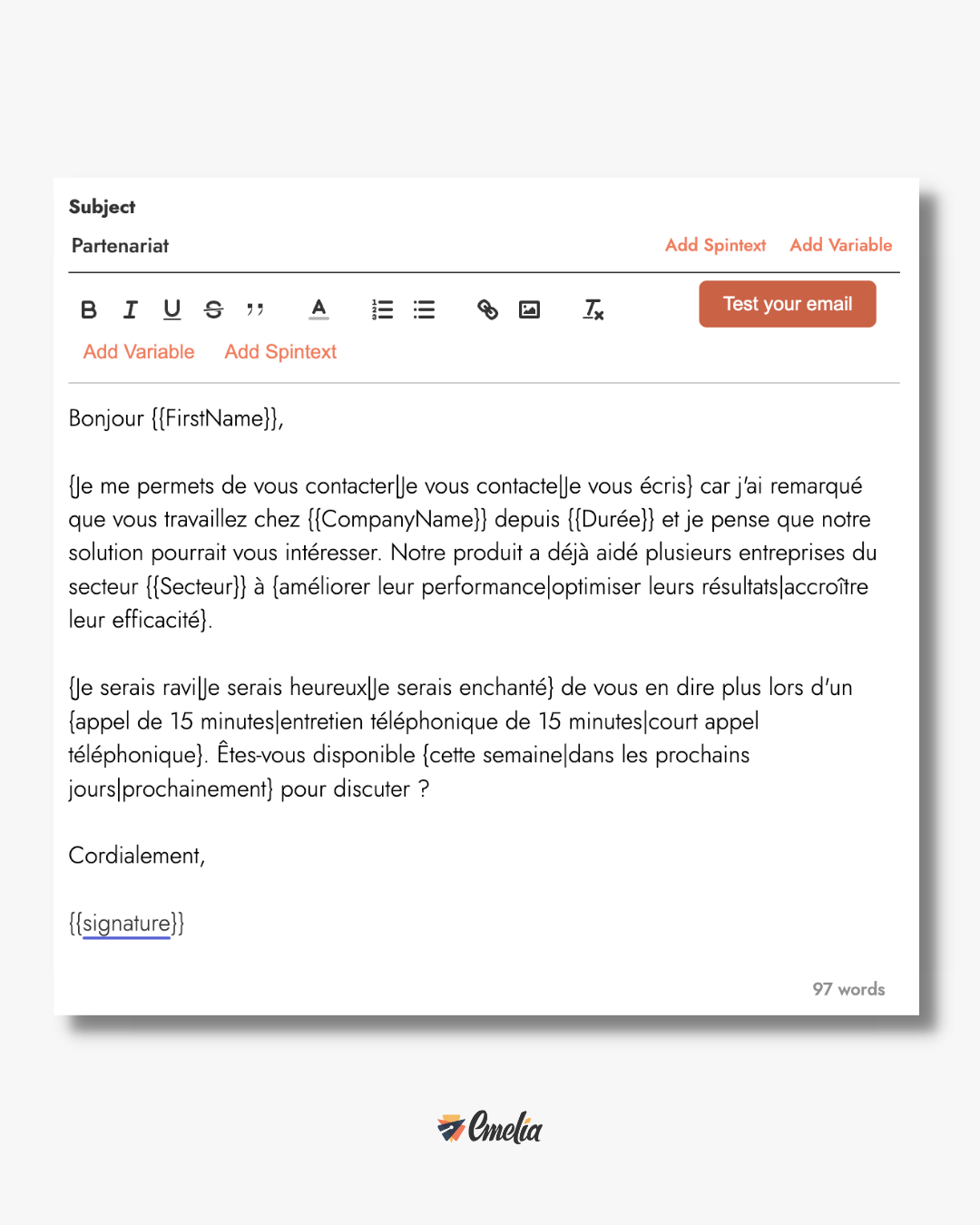 Exemplo do e-mail finalizado com spintext