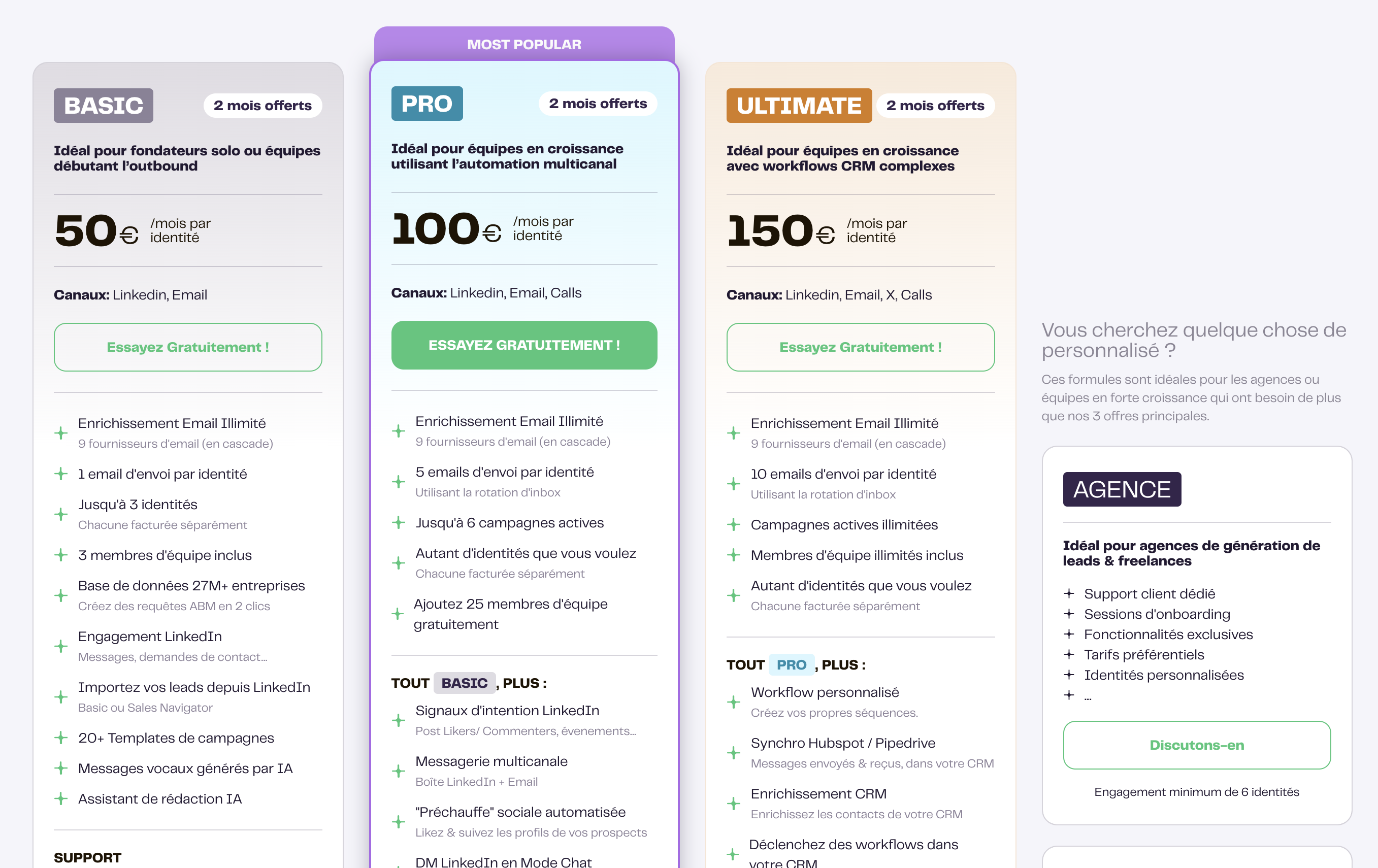 Capture d'ecran des prix de la Growth Machine