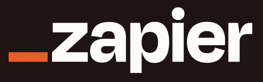 Zapier writes in white on a black background