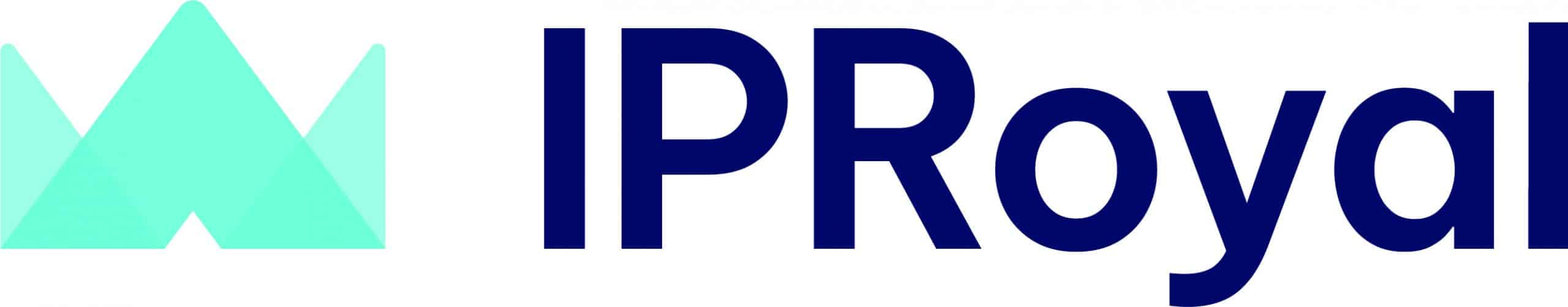 Light green crown-shaped logo and IP Royal written in dark blue, all on a white background.