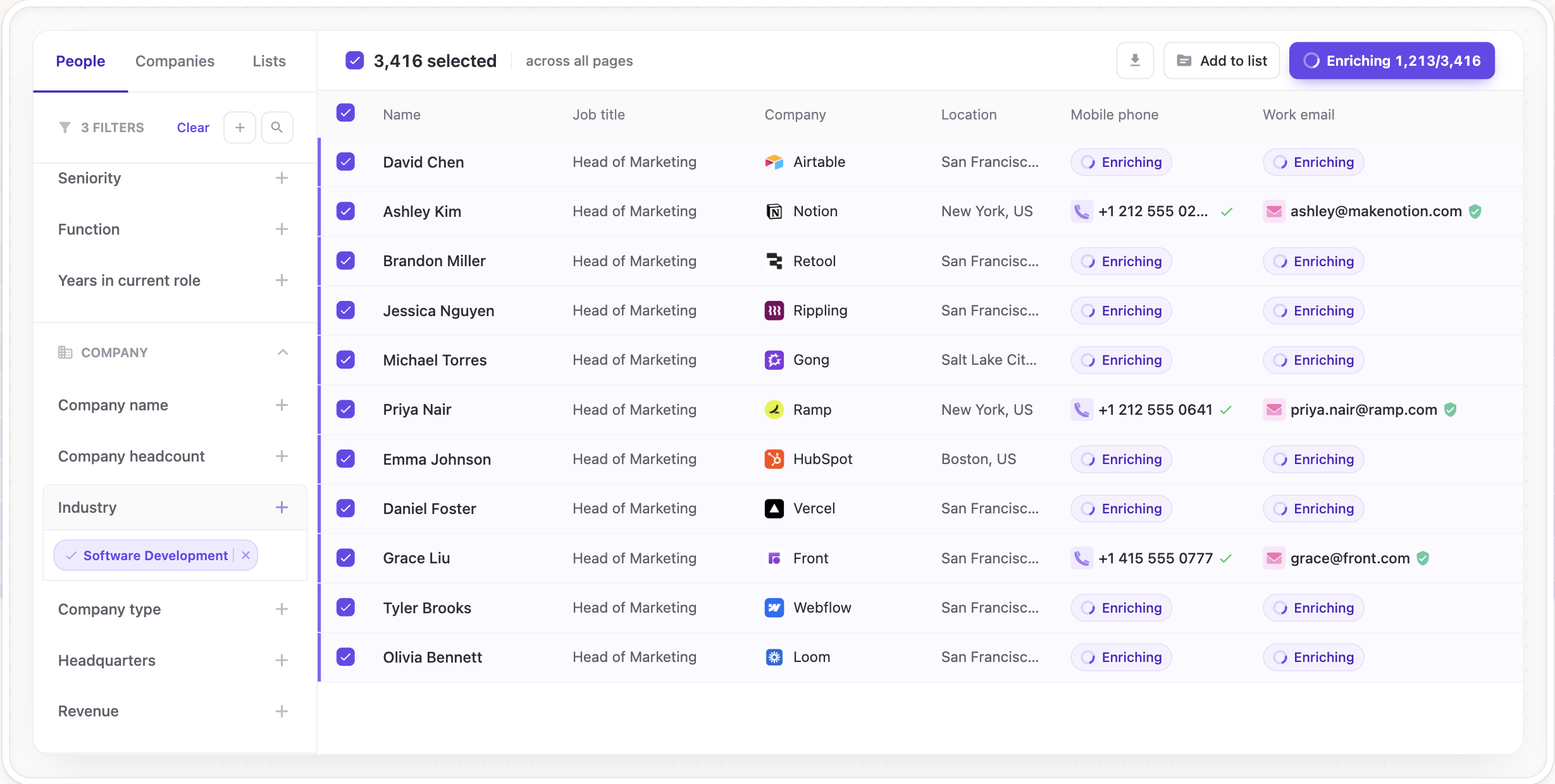 Dashboard Fullenrich