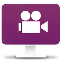 white camera on purple background