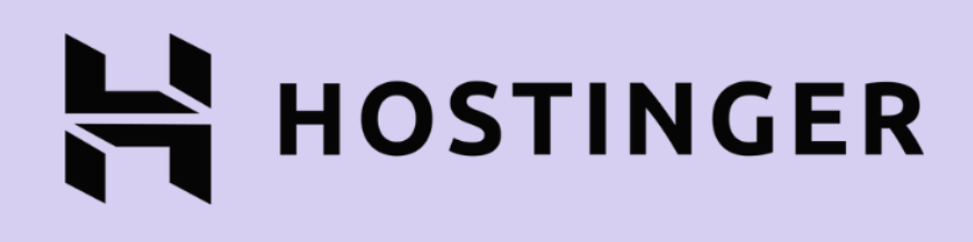 Hostinger escrito en negro sobre fondo morado