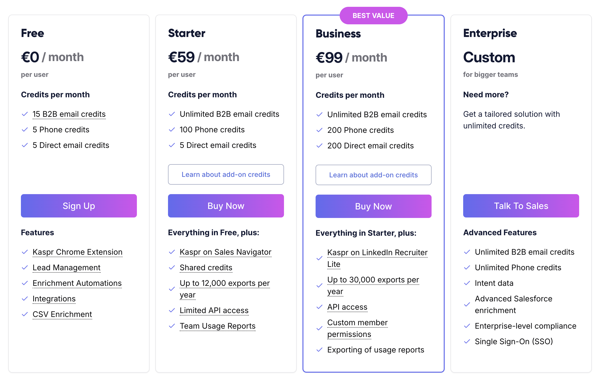 Kaspr Pricing