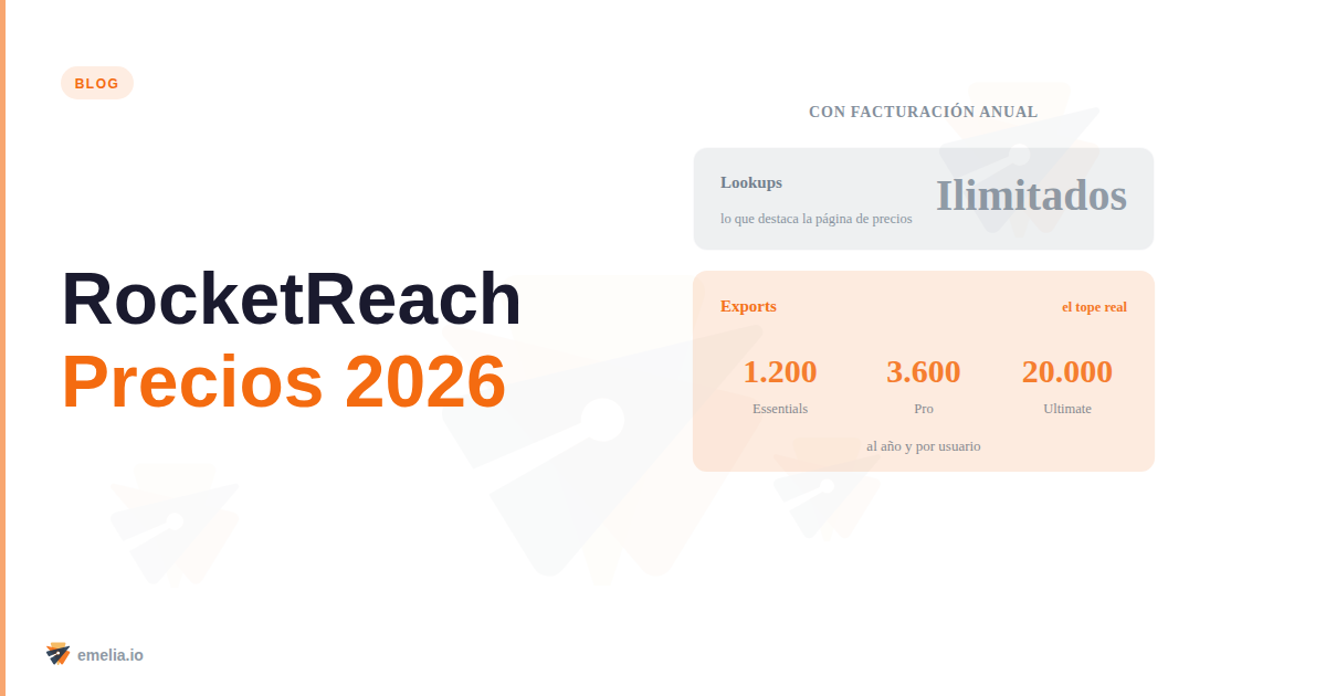 RocketReach Precios 2026: planes, lookups y coste por contacto