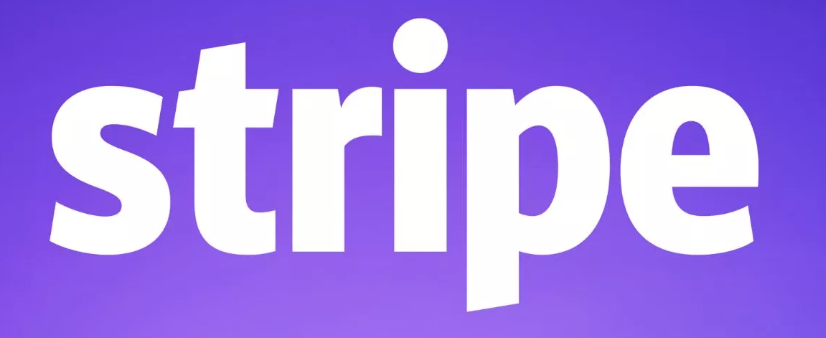 Stripe written in white on a purple background