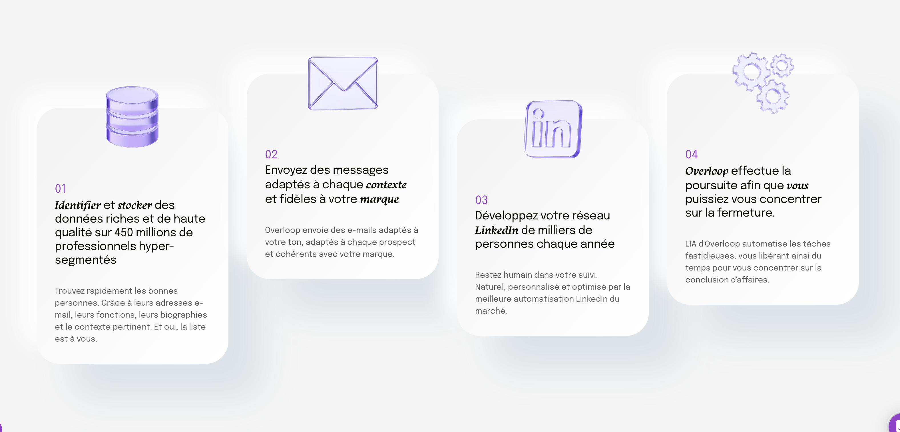 Capture d'ecran des fonctionnalitées d'Overloop