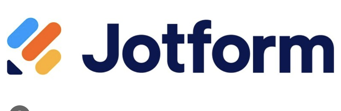 Jotform is written in navy blue on a white background with a logo next to it representing a colored pencil.