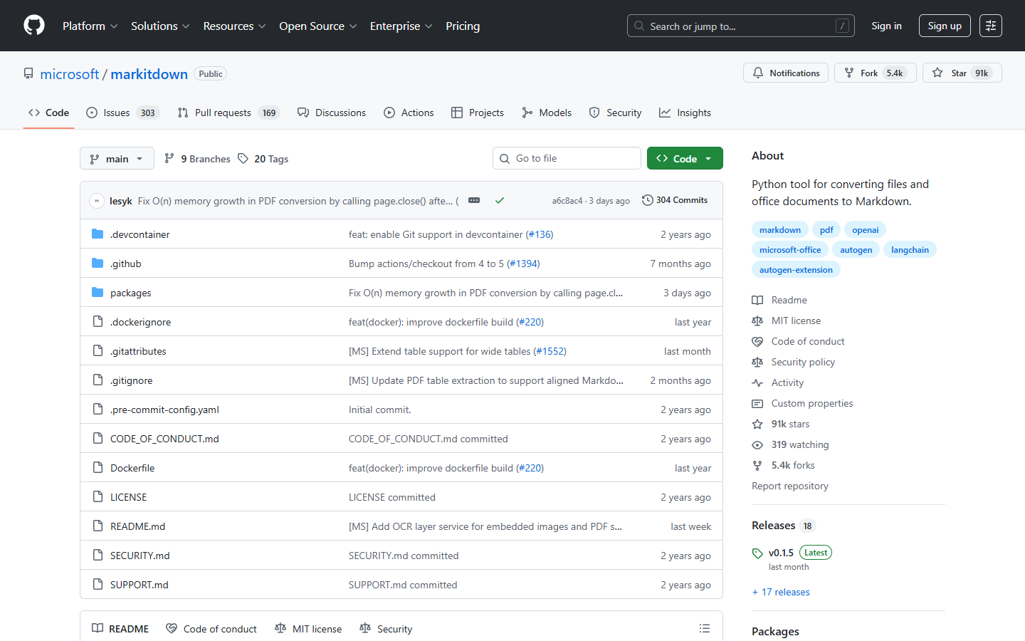 MarkItDown - GitHub Repository by Microsoft