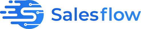 Salesflow est écrit en bleu turquoise sur fond blanc.