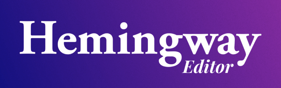 Hemingway writes in white on a purple gradient background