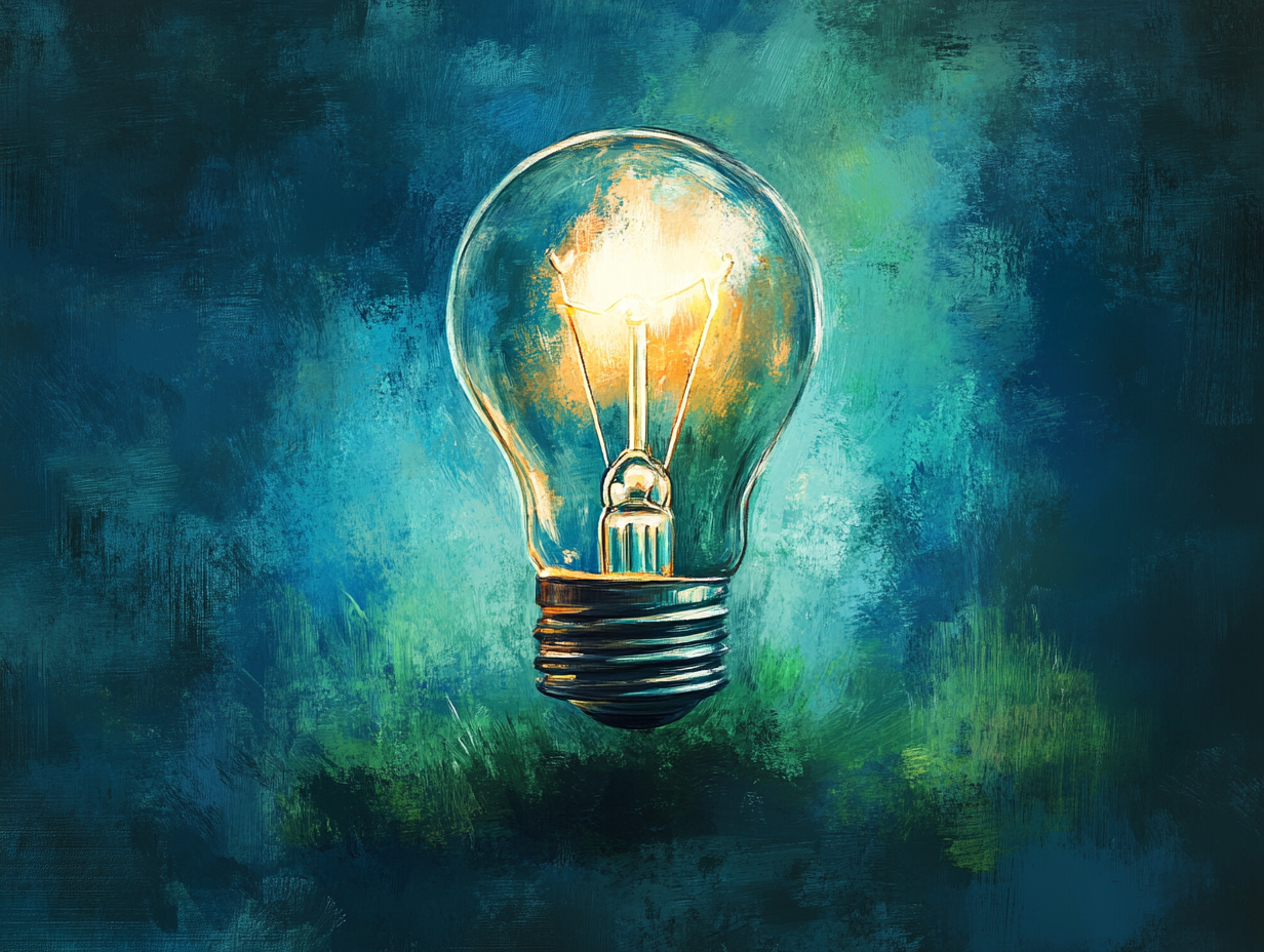 Drawing of a light bulb representing ideas