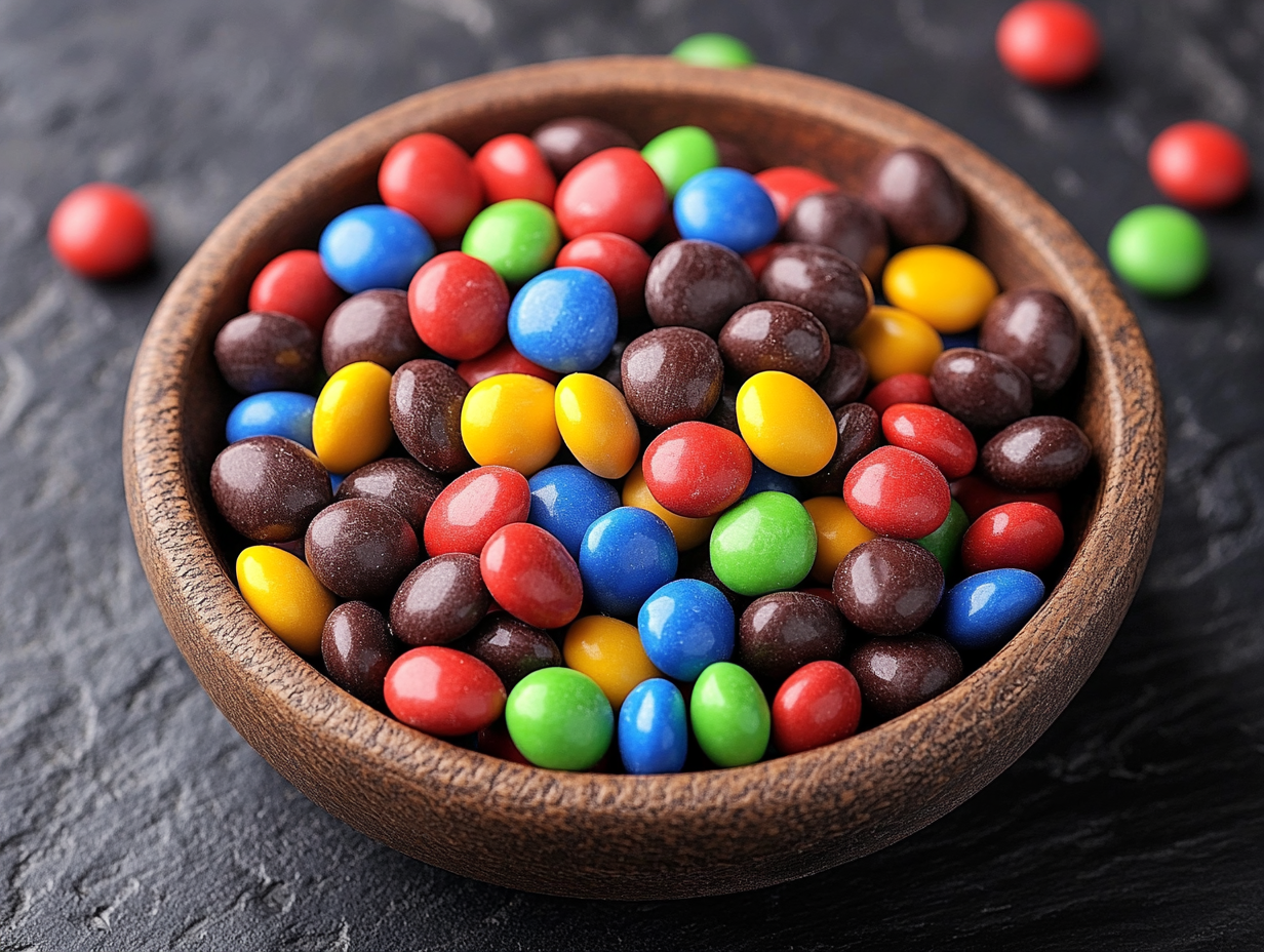 Bowl filled with M&M's