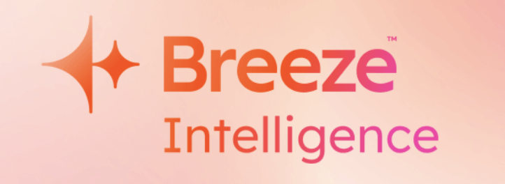 Breeze Intelligence written in pink and orange gradient on a very pale orange gradient background