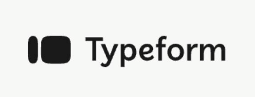 Typeform written in black on a white background with a camera next to it.