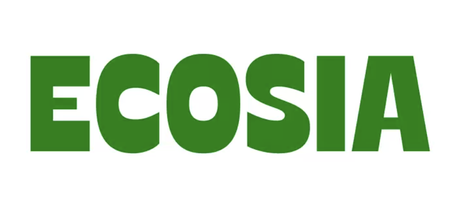 Ecosia written in large green letters on a white background