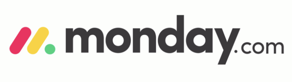 Green, yellow, and red logo with “Monday” written in black on a white background