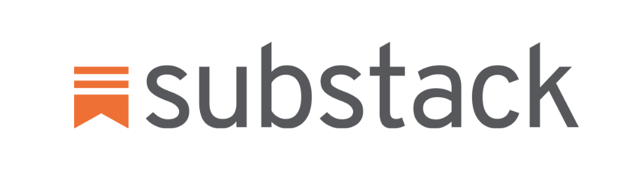 Orange logo and Substack written in dark gray on a white background