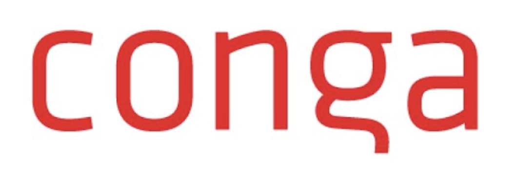 Conga written in red on a white background