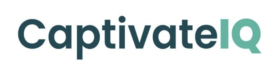 Captivate in dark green and IQ in light green, all on a white background.