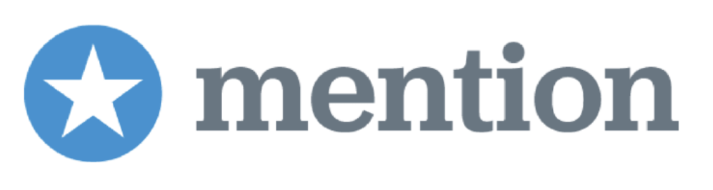 Round blue logo with a white star inside and text written in gray, all on a white background.