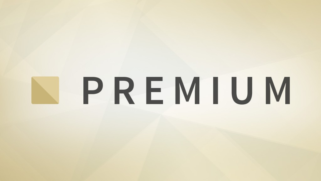 Premium black lettering on a gold background