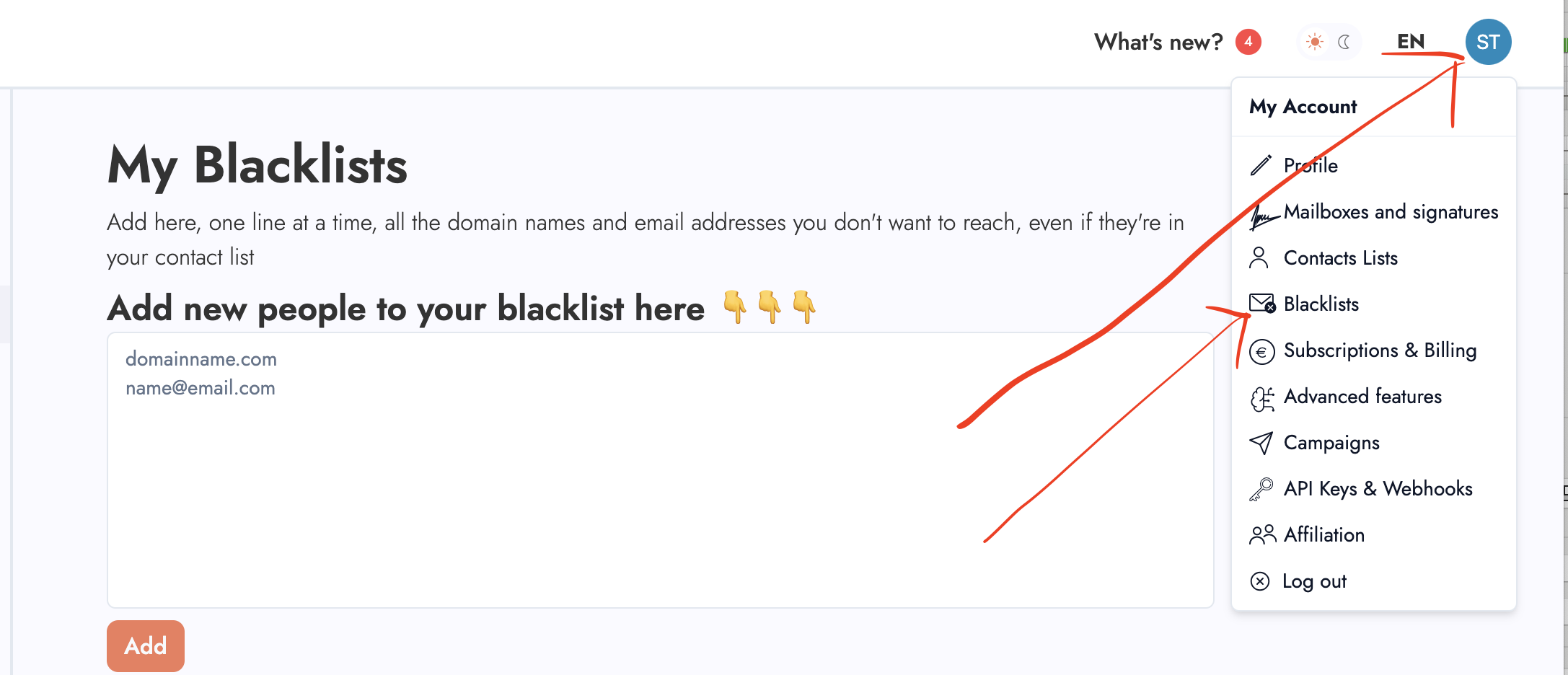 Screenshot BlackList