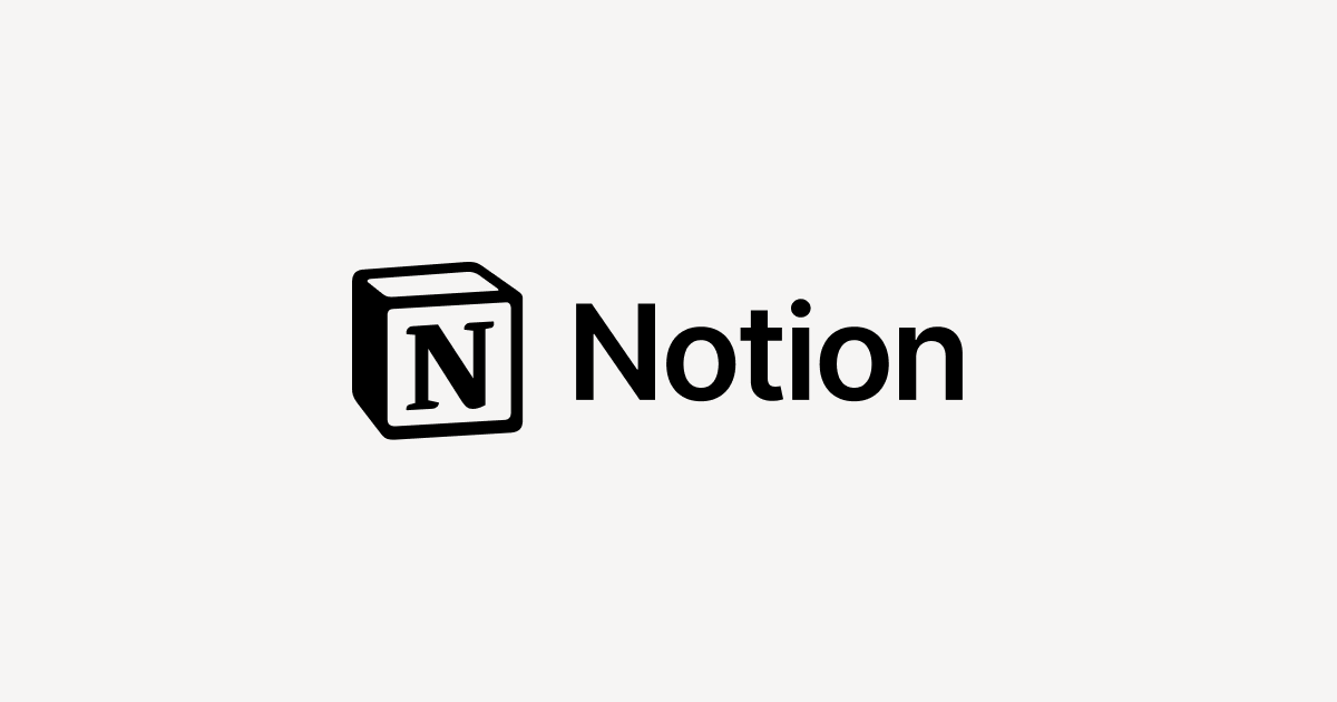 Black cube with an N inside and Notion written in black on a white background