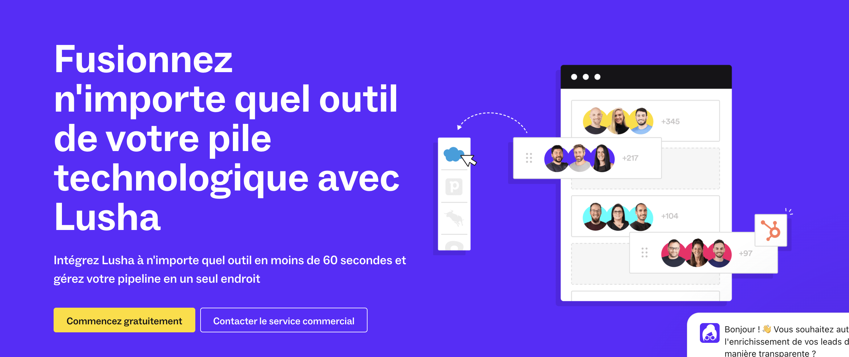 Capture d'ecran Lusha integration CRM