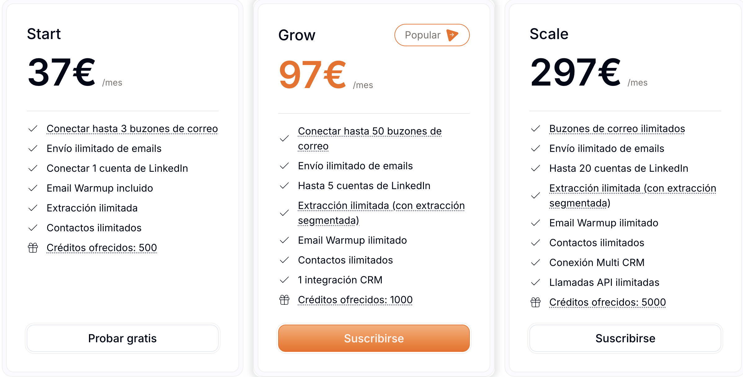 Descripción completa de las 3 fórmulas propuestas por Emelia