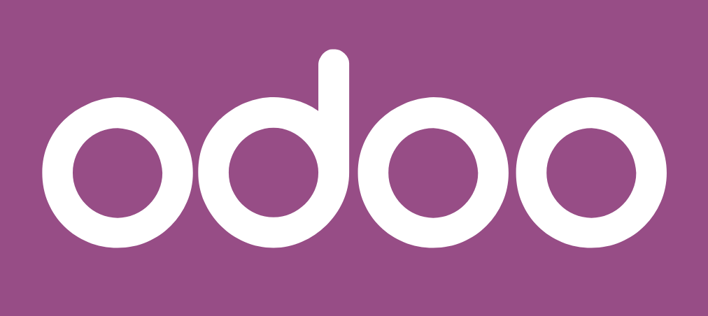Odoo ecris en blanc sur fond prune