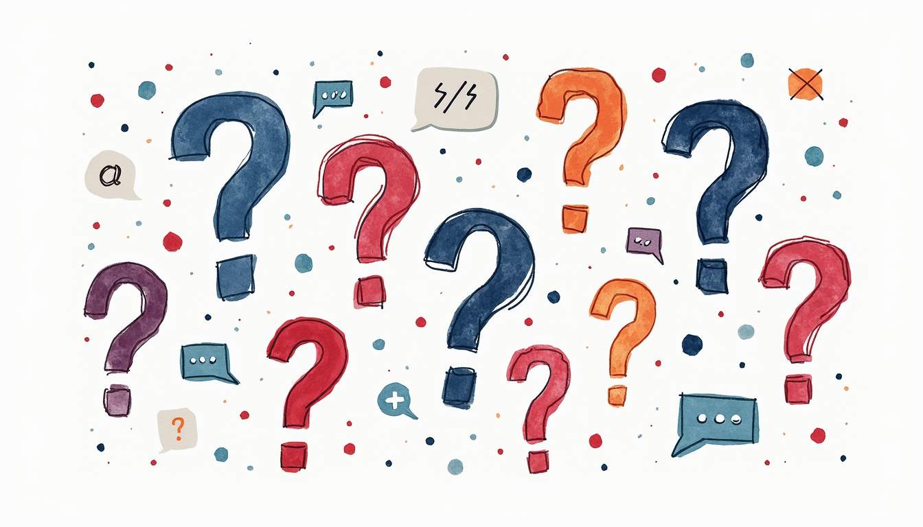 Illustrations avec pleins de points d'interrogation