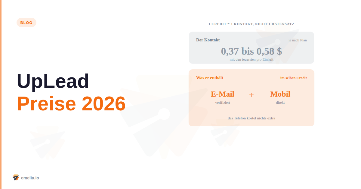 UpLead Preise 2026: Tarife, Credits und echte Kosten pro Kontakt