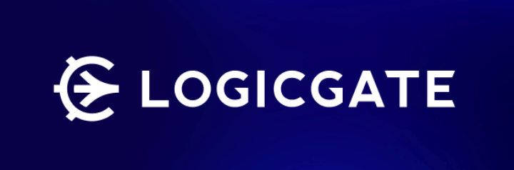 Logicgate written in white on a dark blue background