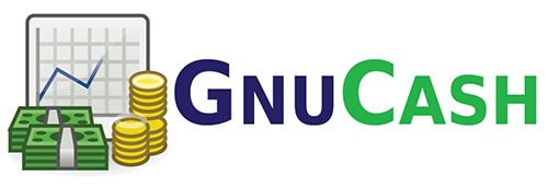 Gnu written in navy blue, Cash written in green, and on the left side a pile of coins and bills.