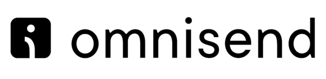 Black and white square logo with Omnisend written in black on a white background