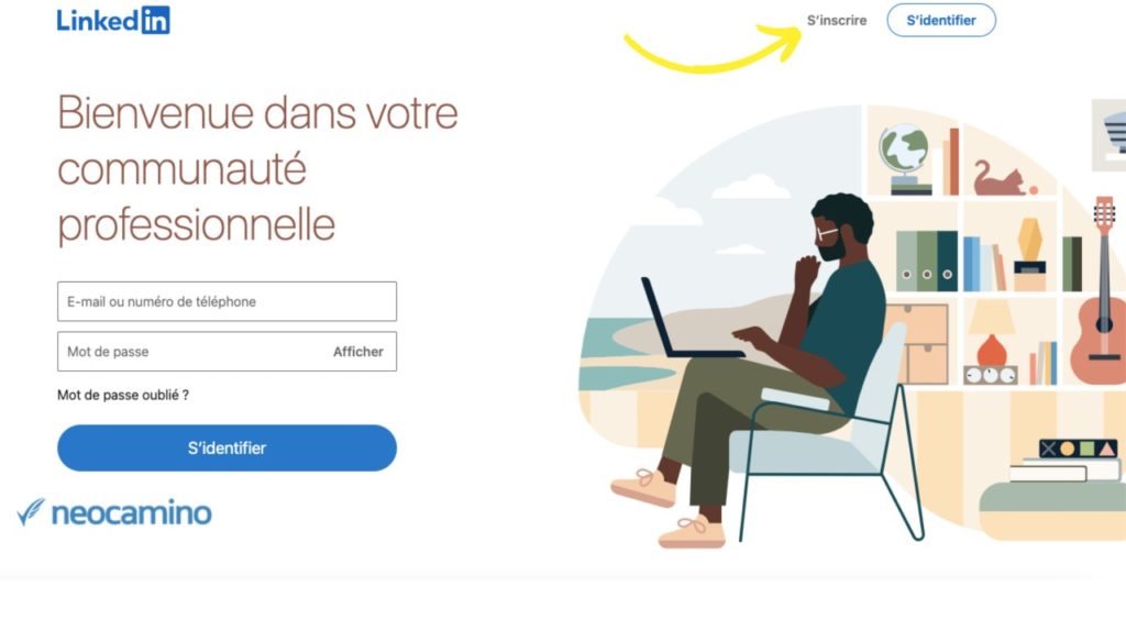 Capture d'ecran pour montrer comment s'inscire sur Linkedin