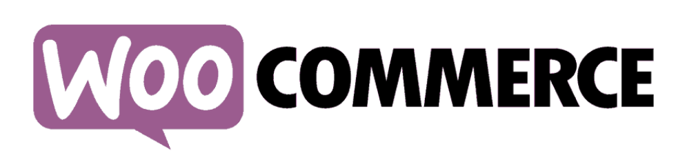 Woo written in white in a pink bubble and commerce in black on a white background