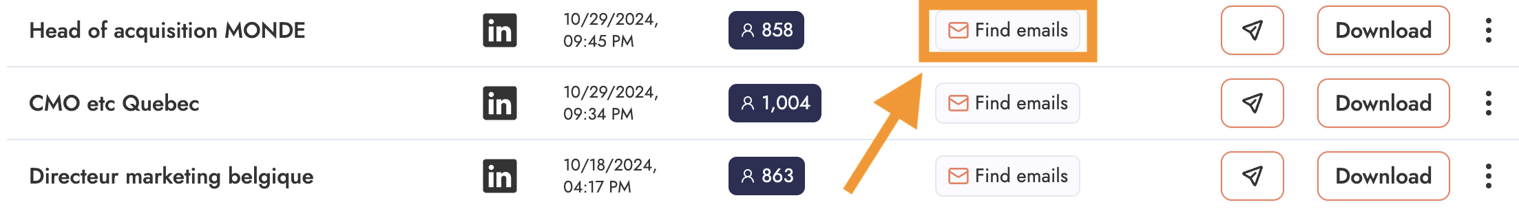 Email finder com Emelia