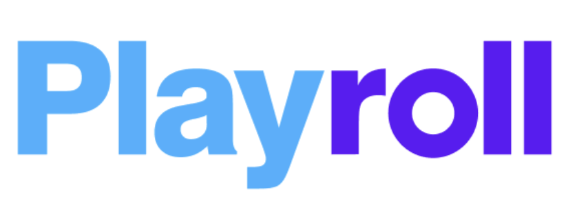 Play written in light blue and Roll in purple, all on a white background.