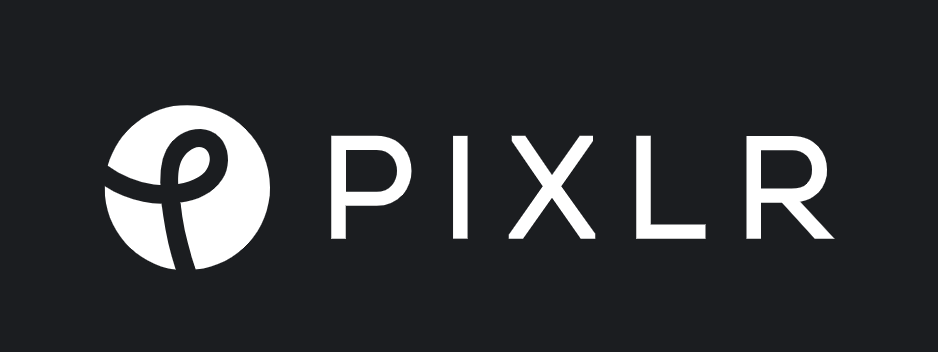 Pixlr writes in white on a black background