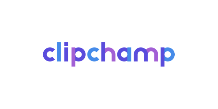 Clipchamps written in light blue, purple, and mauve