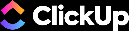 Clickup written in white on a black background
