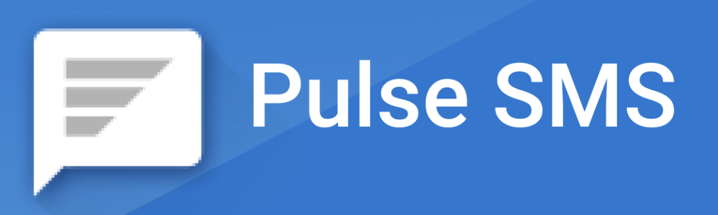 Pulse SMS written in white on a blue background