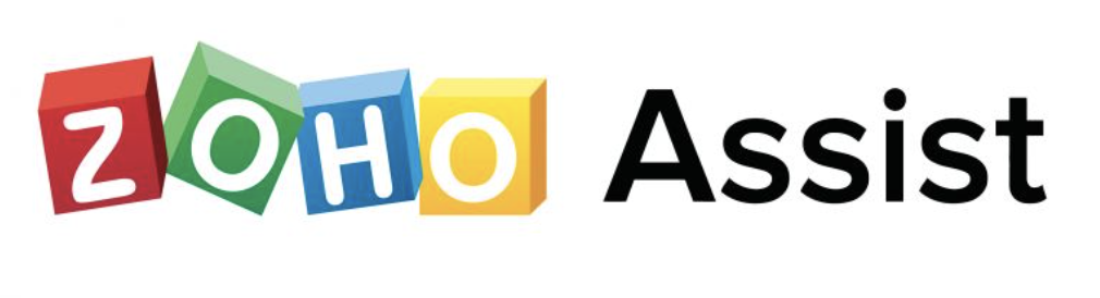Each letter of ZOHO is written in a colored cube (green, red, blue, and yellow) with the word “Assist” written in black next to it, all on a white background.